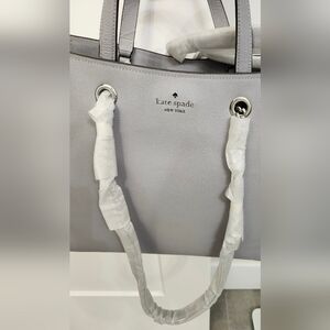 kate spade Gray Pebble Leather Tote with Top Handles Great For Spring.